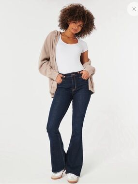 Hollister High-Rise Dark Wash Flare Jeans 00L